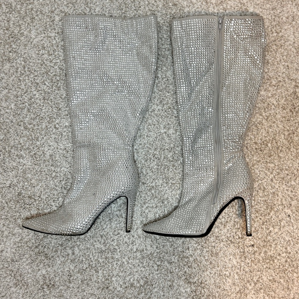 Rhinestone studded wide calf boots 9.5 WC